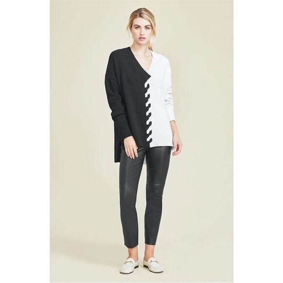 Pearl Lela Rose Lambskin Leather Susie Pant Stretch Skinny Black Size 8 - Picture 1 of 11